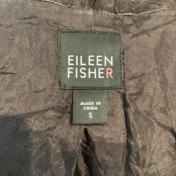 Eileen Fisher Textured Silk Crinkle Jacket Brown Open Front Small - Picture 6 of 7